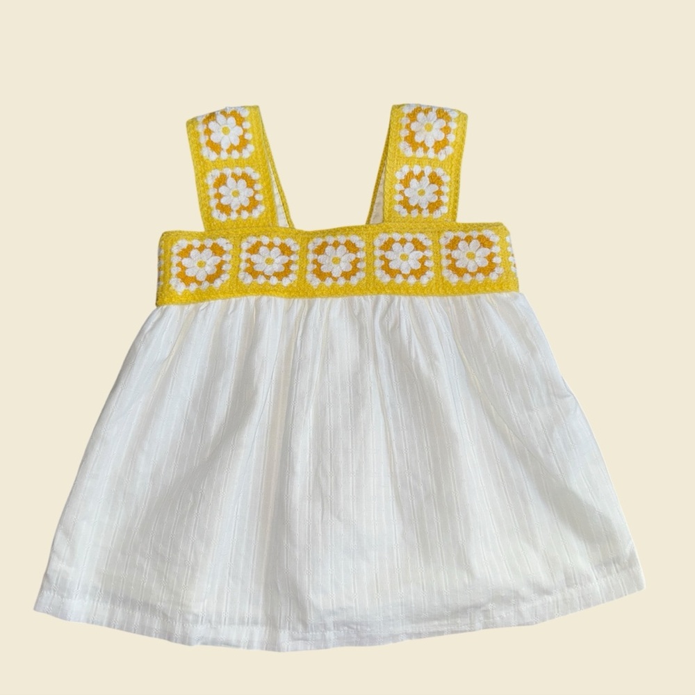 Haute Hippie Yellow and White Crochet Dress